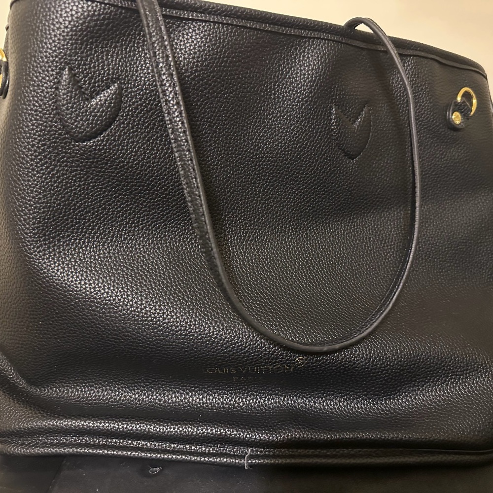 Black Pebbled Leather Shoulder Tote